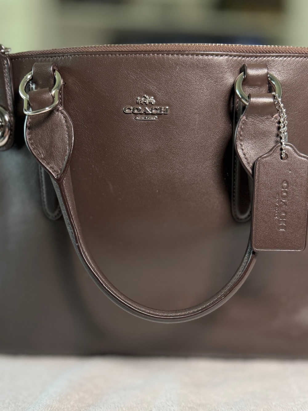 Coach Crosby Leather Satchel, Mink/Chocolate